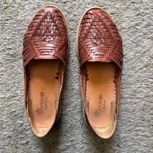 Brown Woven Leather Huarache Flats Size 8